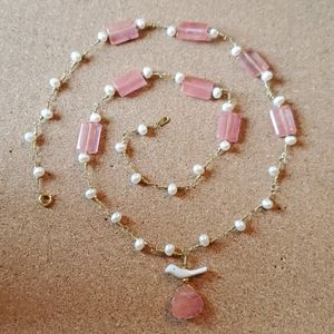 Hand Made Pearl and Peace Necklace